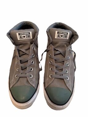RARE Converse All Star Men's Gray High-Top Sneakers with Green Toe Caps